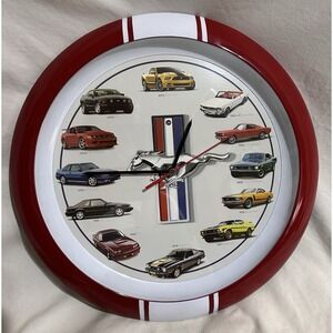 History of Ford Mustang Wall Sound Clock, 13", Red